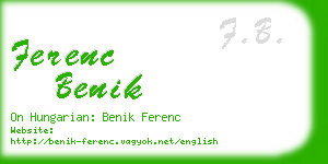 ferenc benik business card